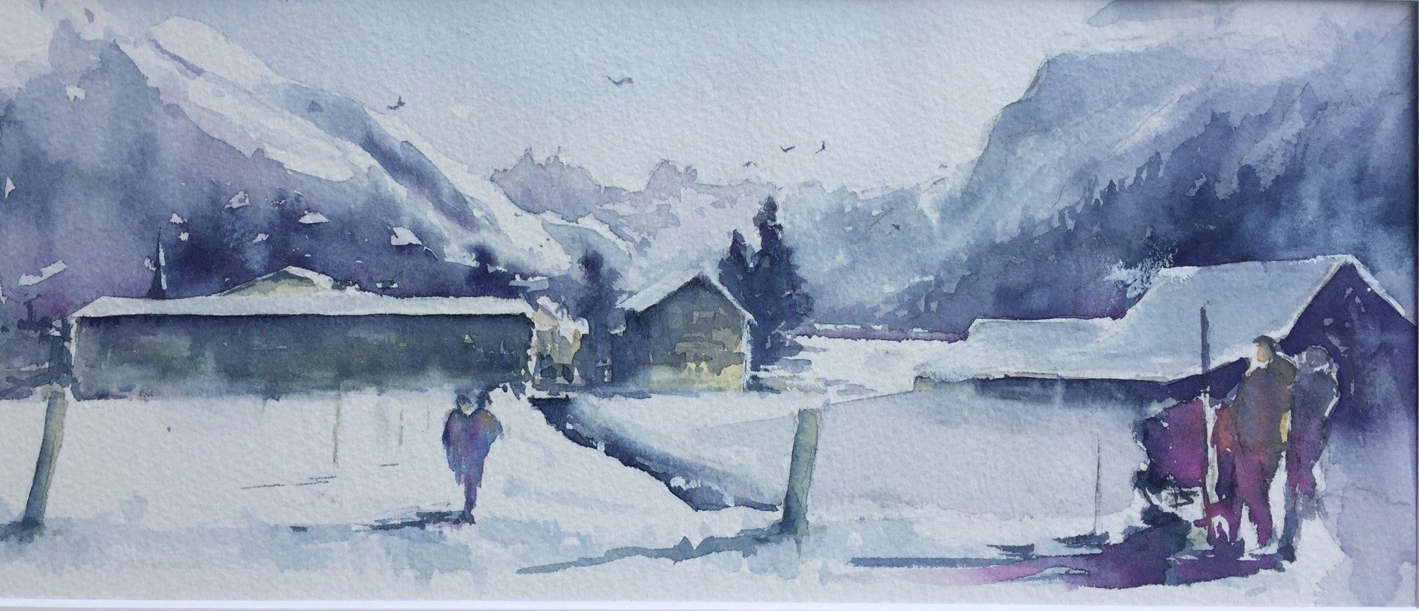 Tuesday Stroll, watercolour by Ian Clements