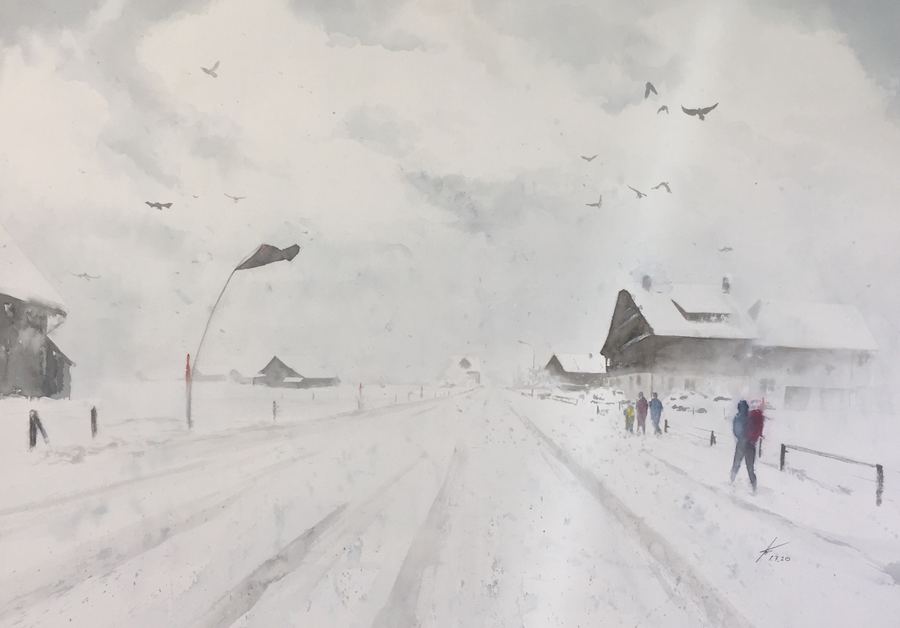 Dancing with the Wind, watercolour by Ian Clements