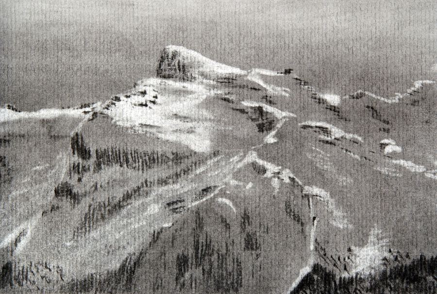Mount Titlis, charcoal on paper by Ian Clements