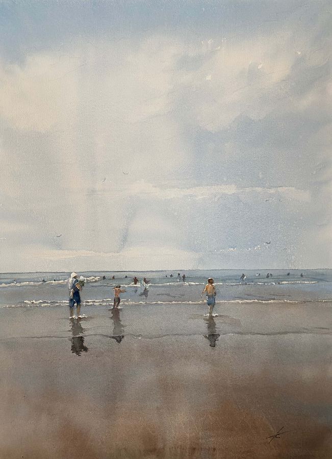 Woolocomb Beach, watercolour by Ian Clements